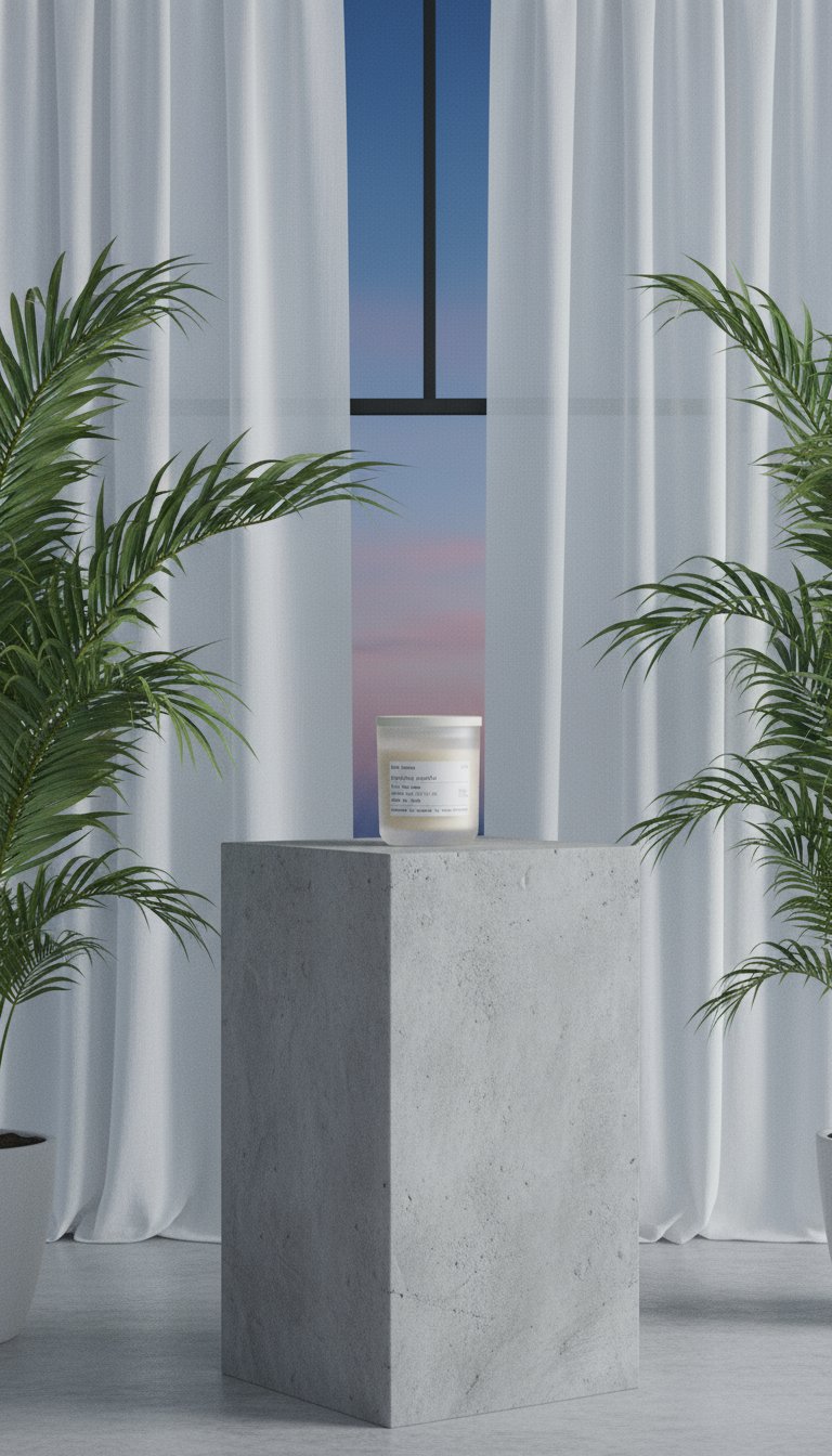AI product shot of MYSTERY Luxury Candle
