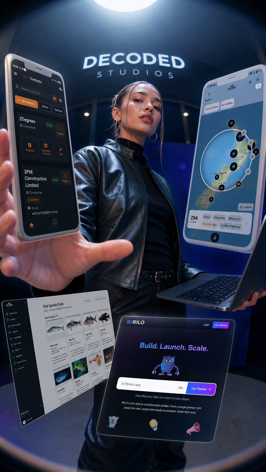 AI product shot of Custom software development by Decoded Studios