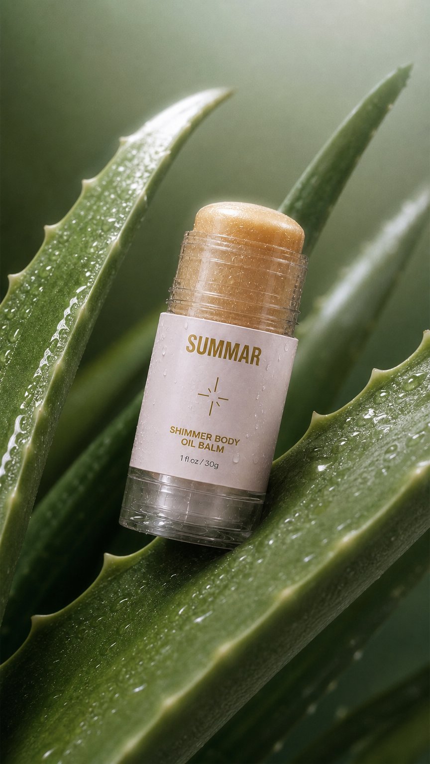 AI product shot of Shimmer Body Oil Balm