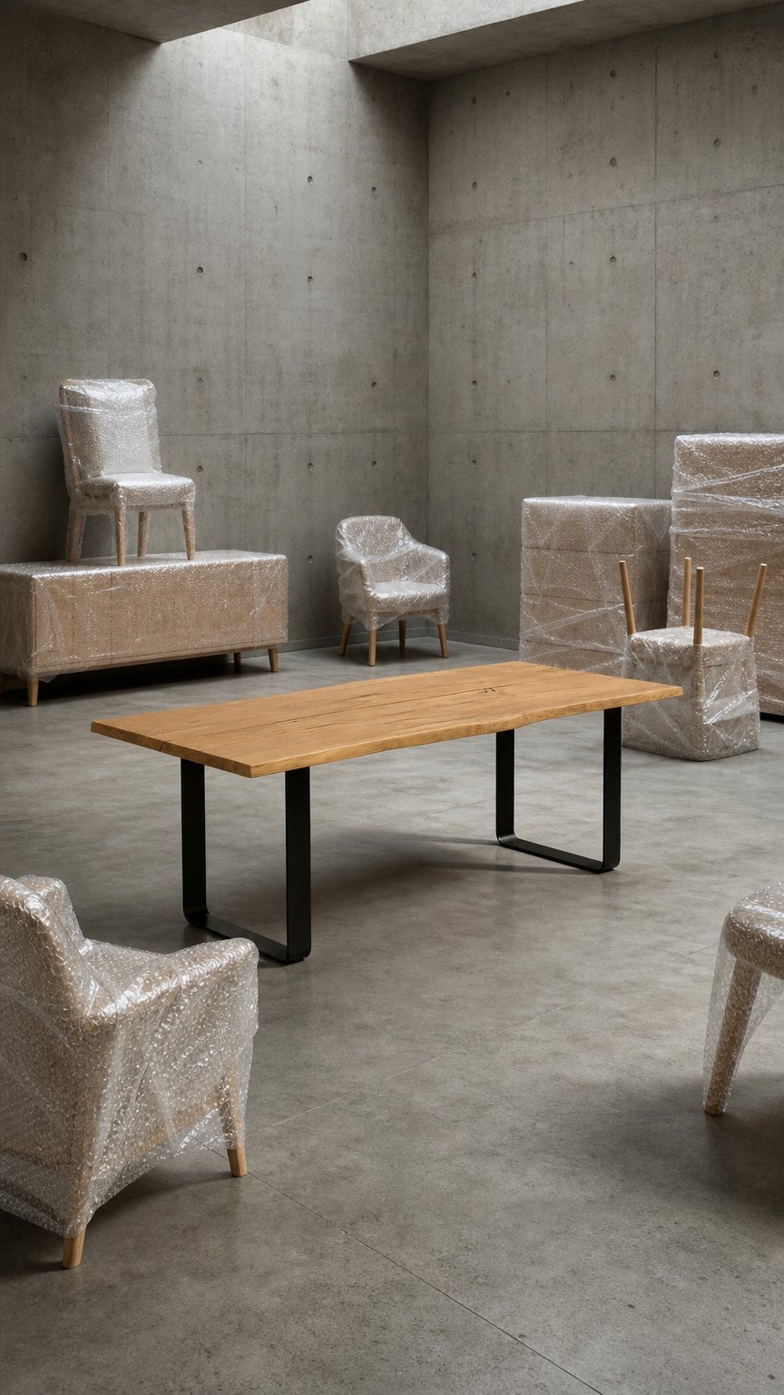 AI product shot of Oaken Dining Table – Handcrafted Solid Oak Hardwood