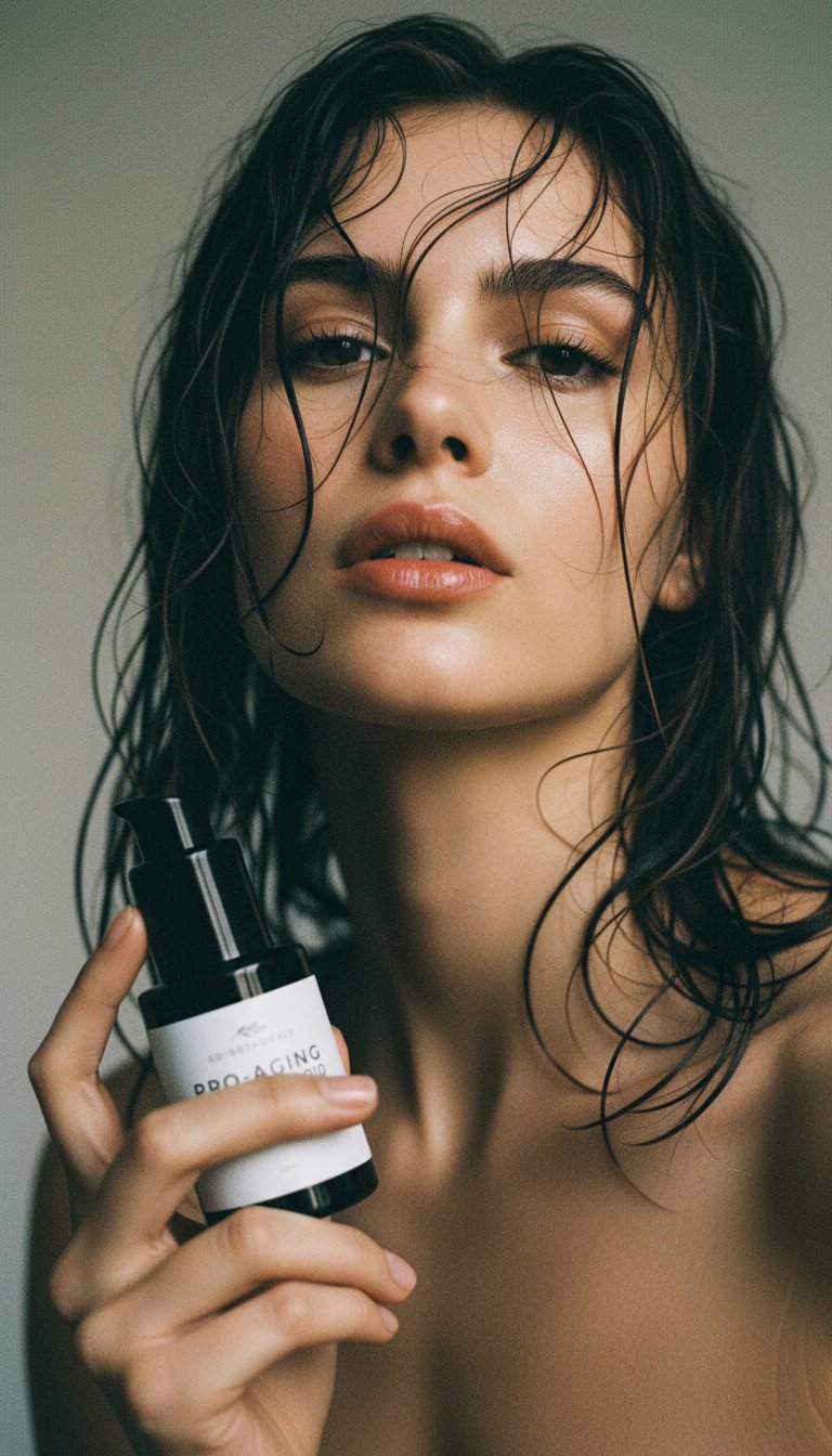 AI product shot of Pro-aging Serum with CoQ10