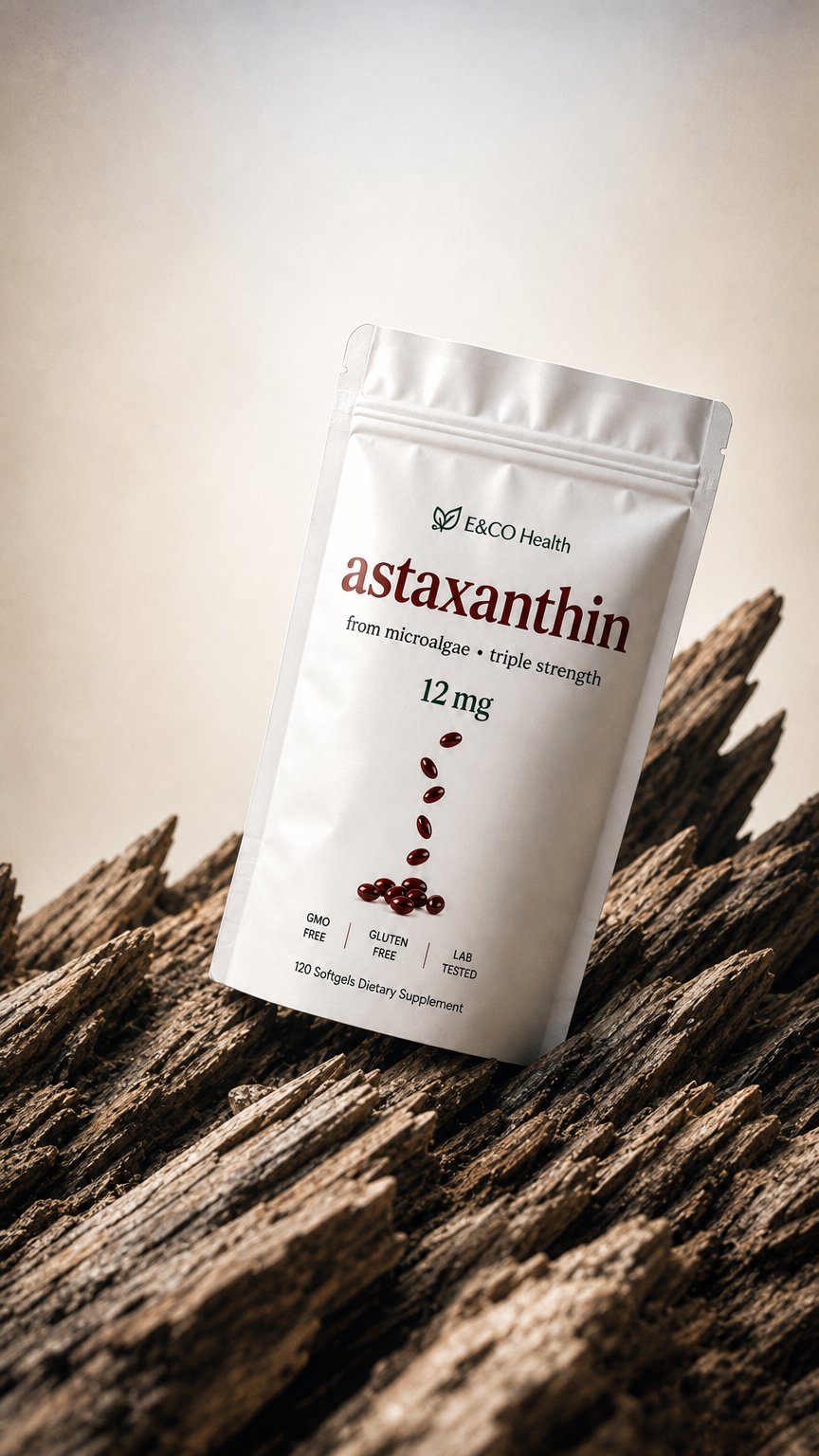 AI product shot of Astaxanthin Softgels (12mg)
