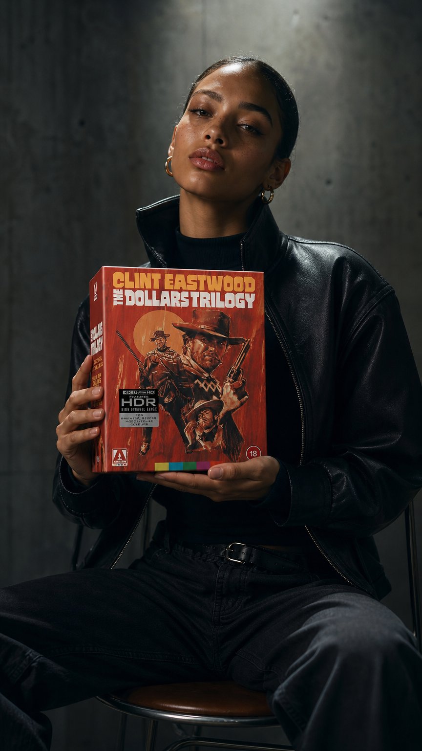 AI product shot of The Dollars Trilogy 4K UHD + Blu-ray Box Set Limited Edition