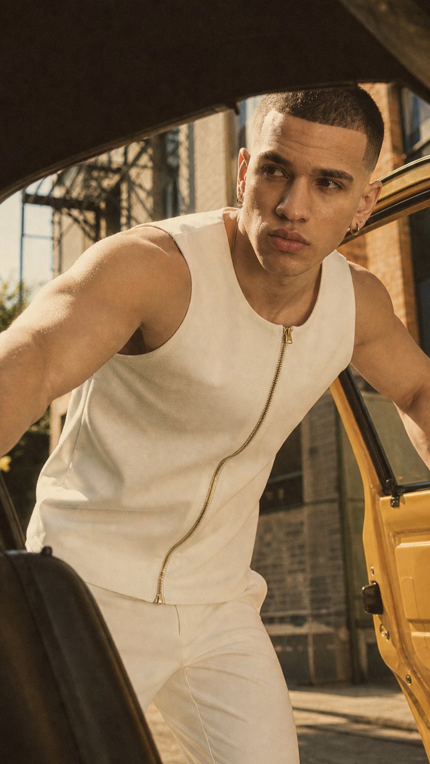 AI product shot of Pure white mood vest