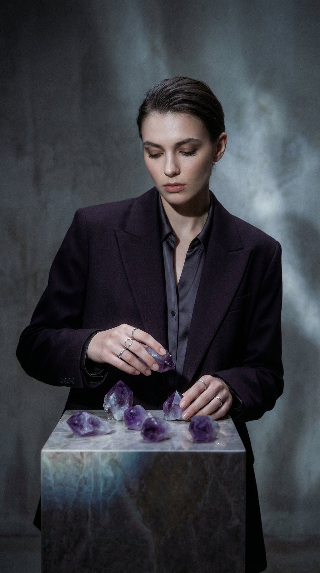 AI product shot of Starborn Hourglass Amethyst Crystal - 20 pieces