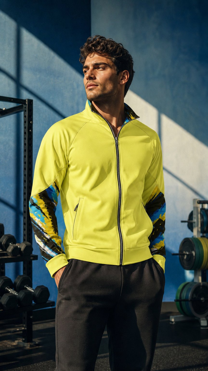 AI product shot of The TRS Collection: Spectrum Vibrant Zip-Up Track Jacket