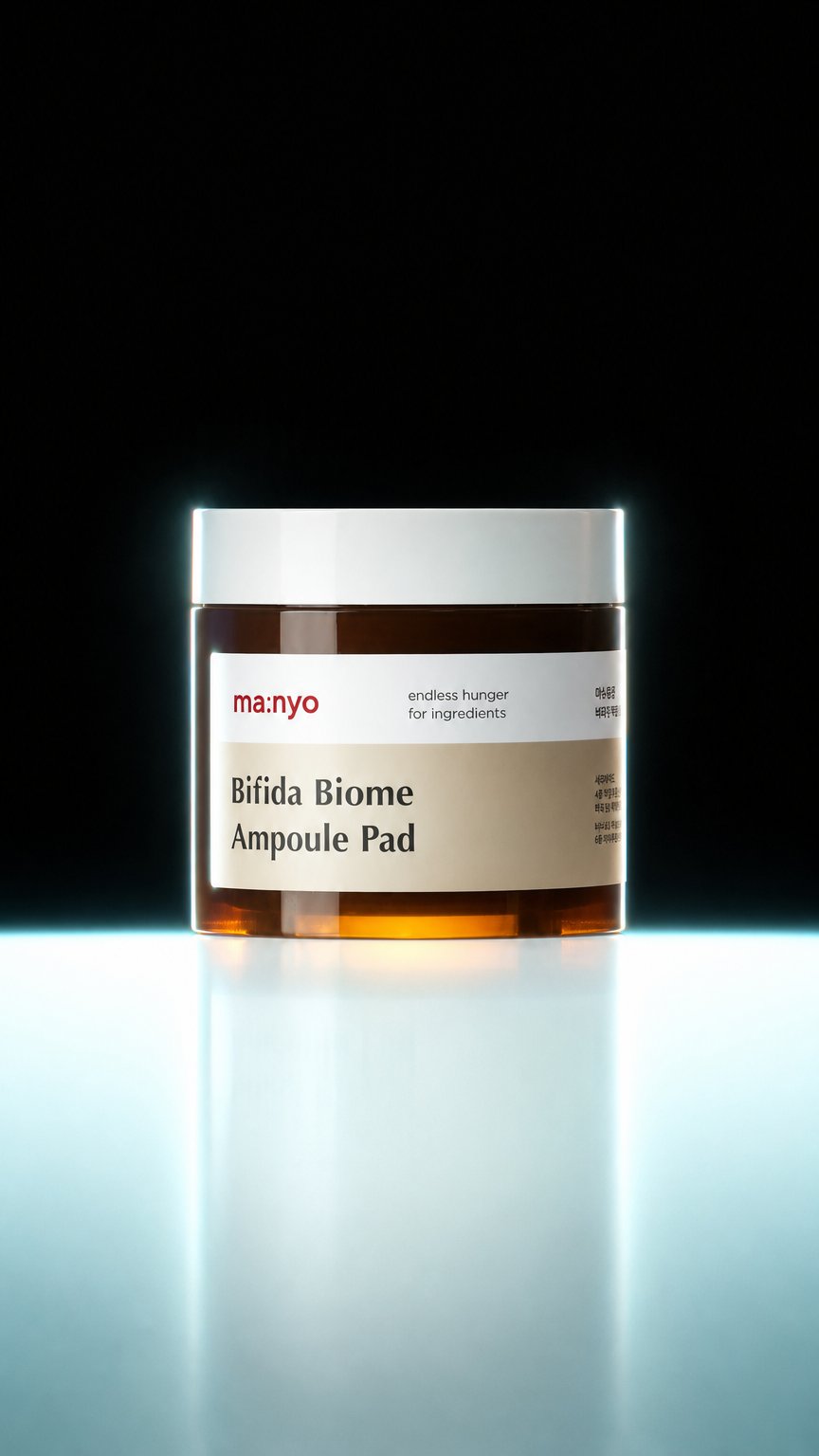 AI product shot of Ma:nyo Bifida Biome Ampoule Pad 150gr. – Επιθέματα απολέπισης προσώπου και ενυδάτωση