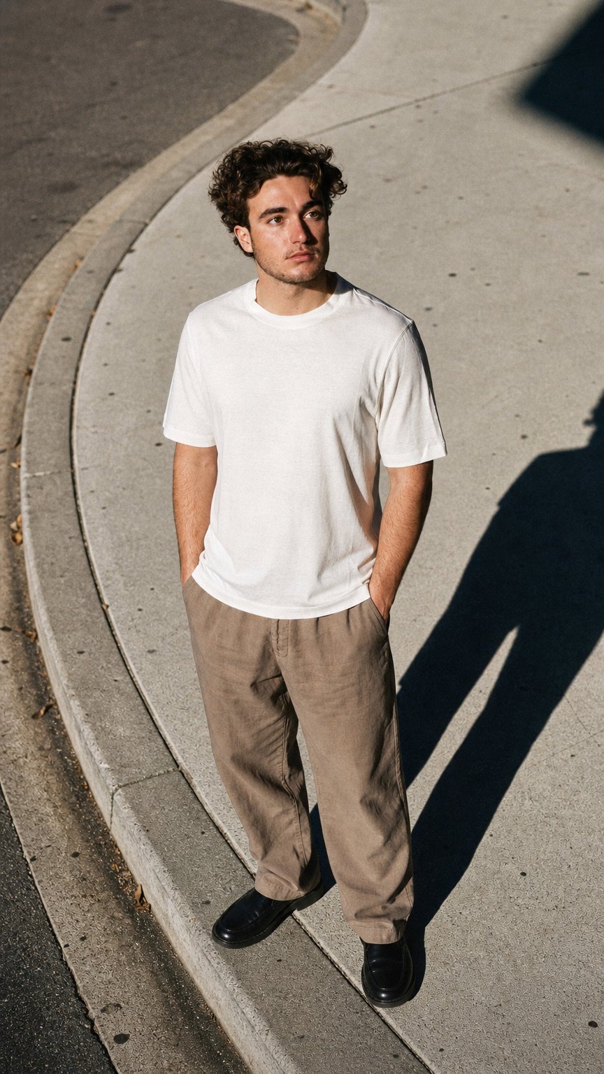 AI product shot of Linen and Cotton T-shirt
