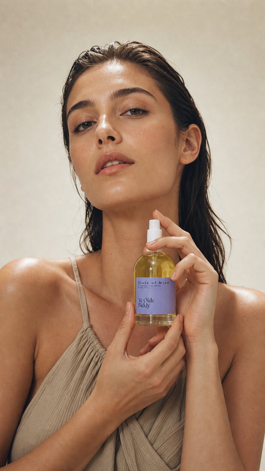 AI product shot of State of Mind Calming Lavender Body Oil For All Skin-Types