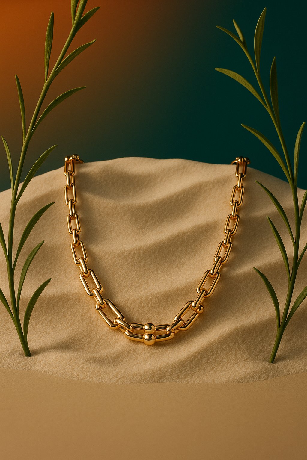AI product shot of Tiffany HardWear Graduated Link Necklace in Yellow Gold