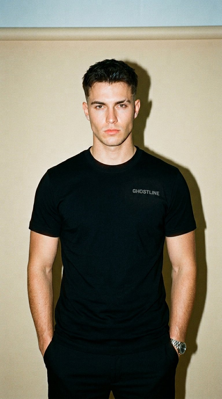 AI product shot of GhostLine Essentials Tee