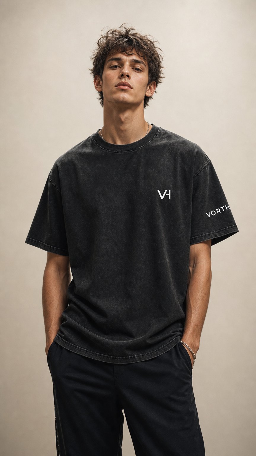 AI product shot of NO SHORTCUTS Snow-Washed Oversized Tee