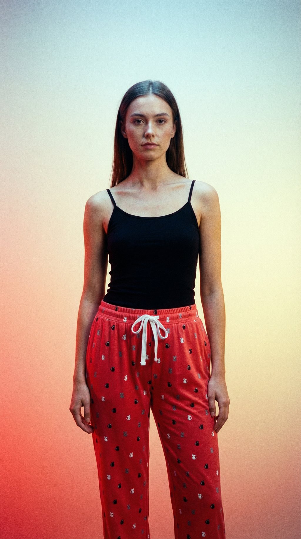 AI product shot of Womens kitty kat bamboo jersey sleep pant