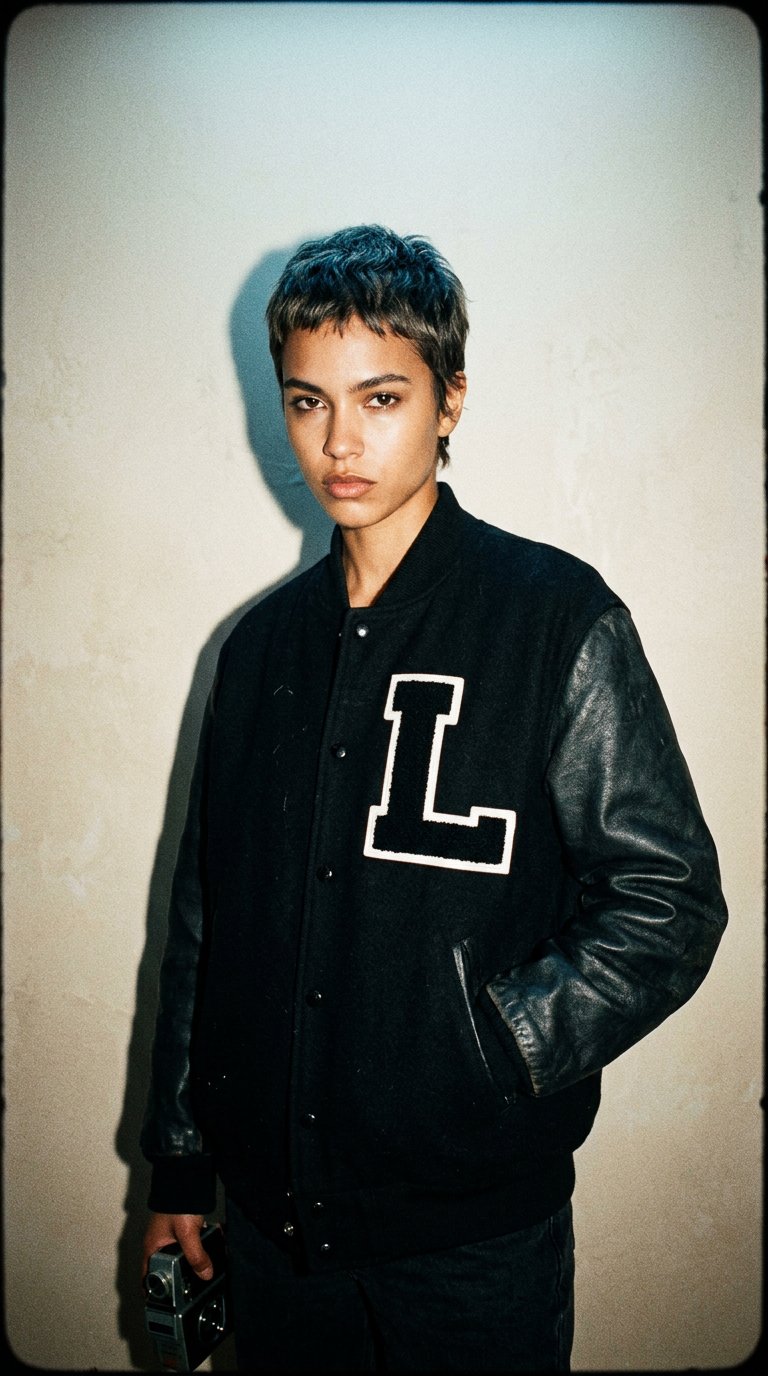 AI product shot of Varsity Letter L - Black