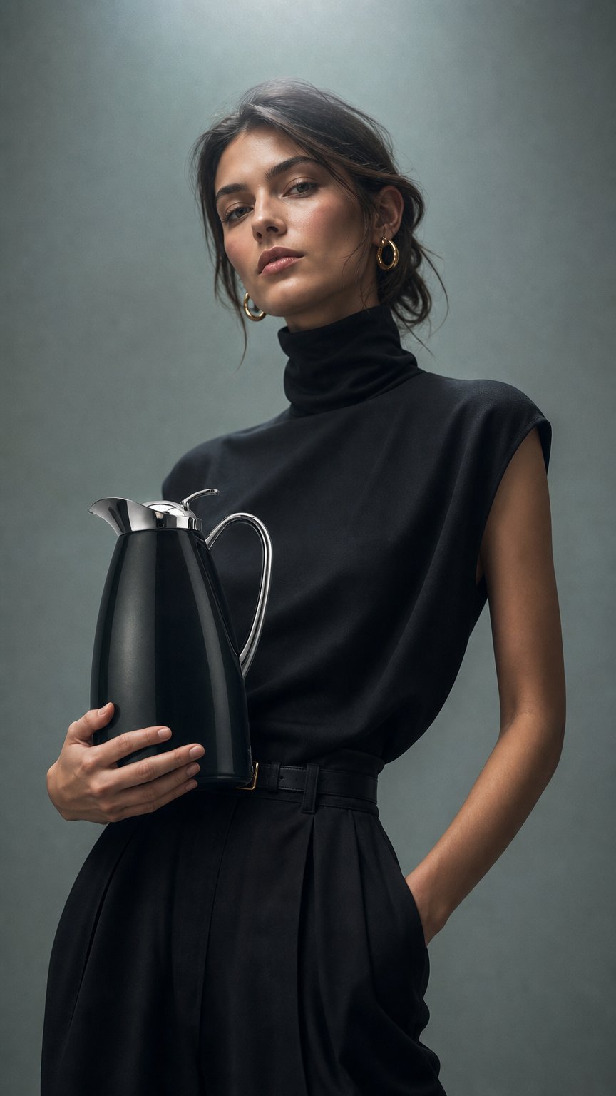 AI product shot of Classy™ Carafe 1-Liter Glass Vacuum Insulated Carafe in Black