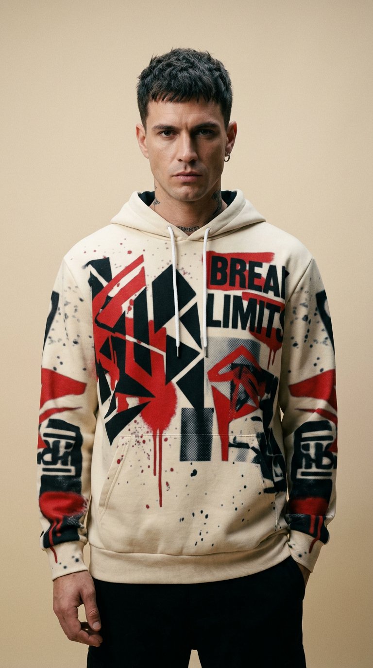 AI product shot of "Break Limits" Hoodie