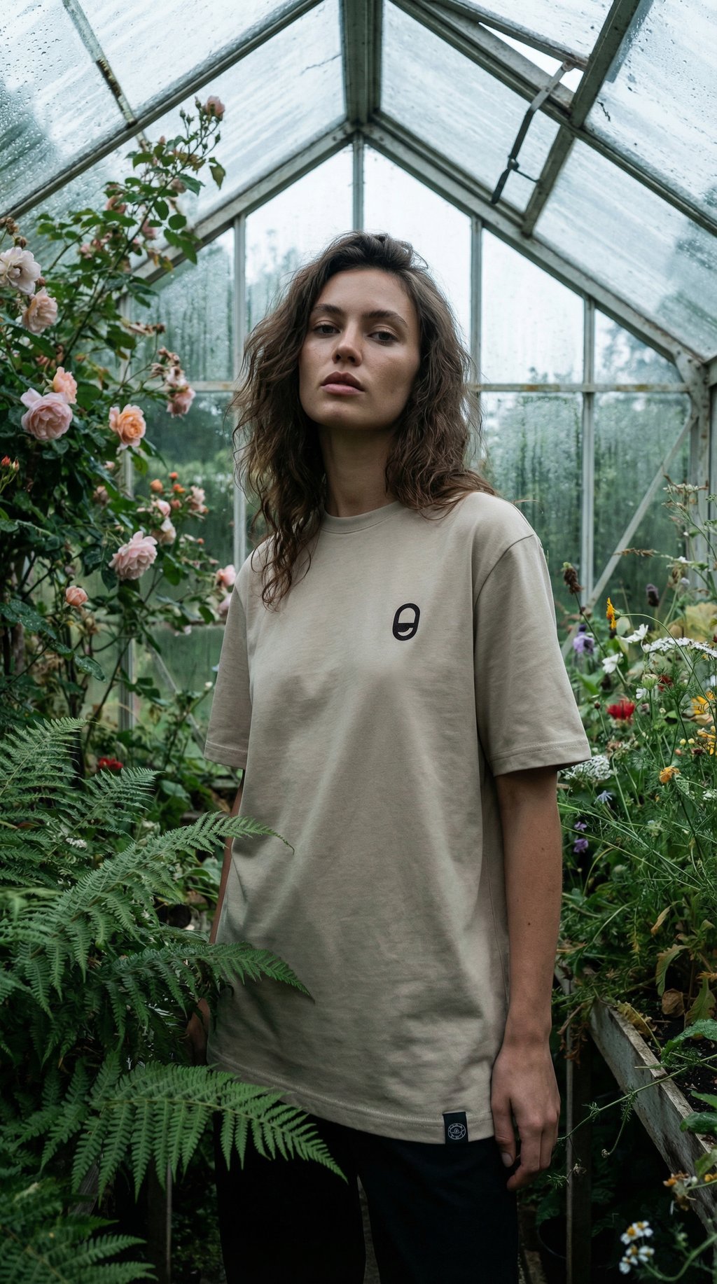 AI product shot of EYECONIC TEE - DUNE