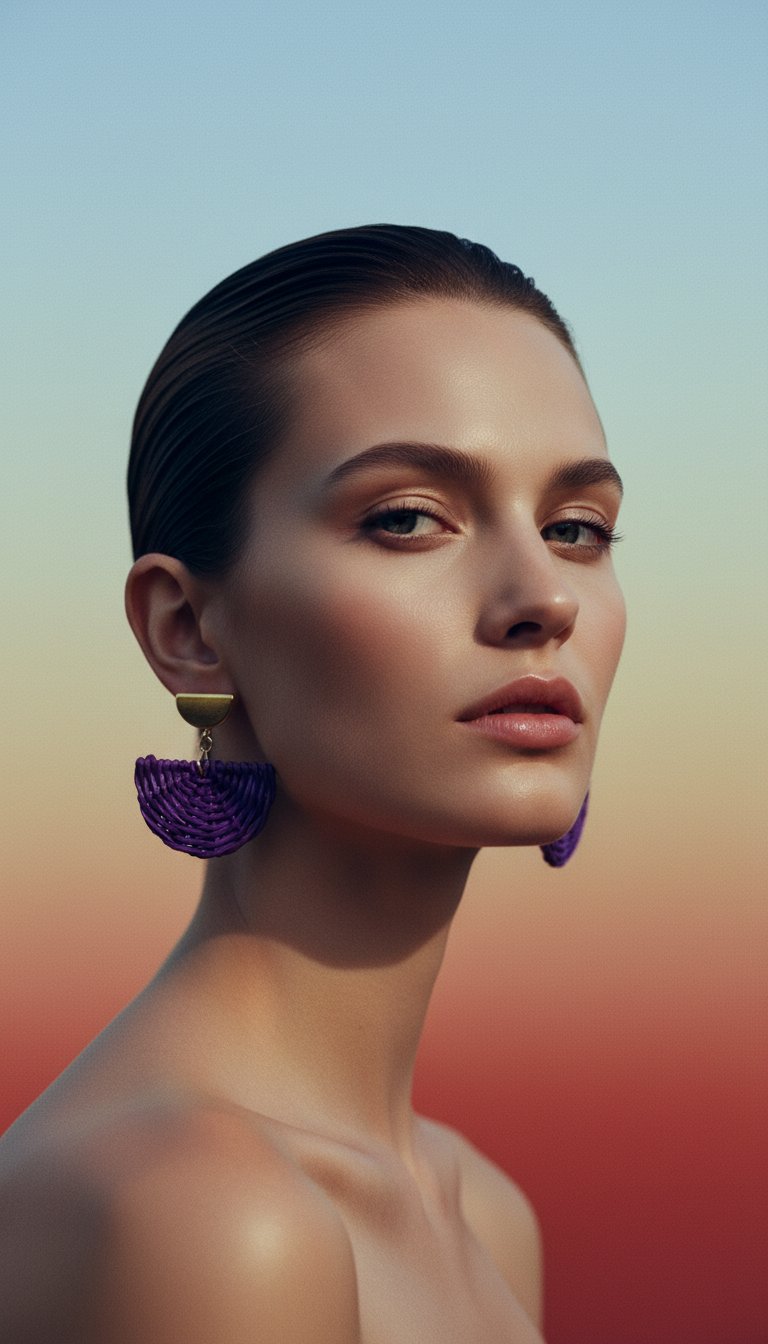 AI product shot of Pam wicker earrings