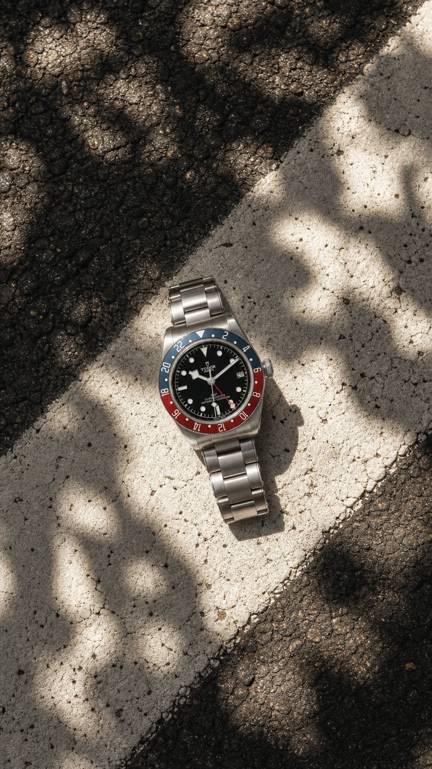 AI product shot of TUDOR Black Bay GMT 41mm Steel
