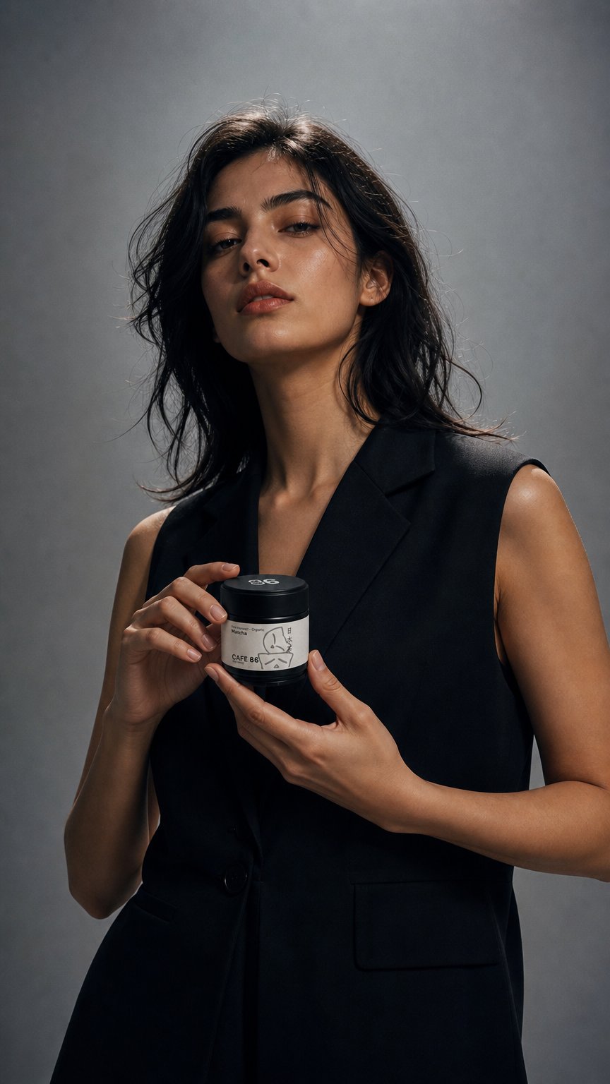 AI product shot of Cafe 86 Ceremonial Matcha 30g Tin