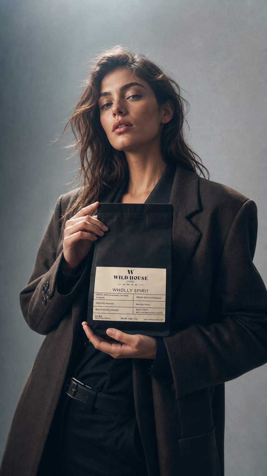 AI product shot of WHOLLY SPIRIT - ORGANIC LIGHT MEDIUM ROAST - Ethiopian & Bali