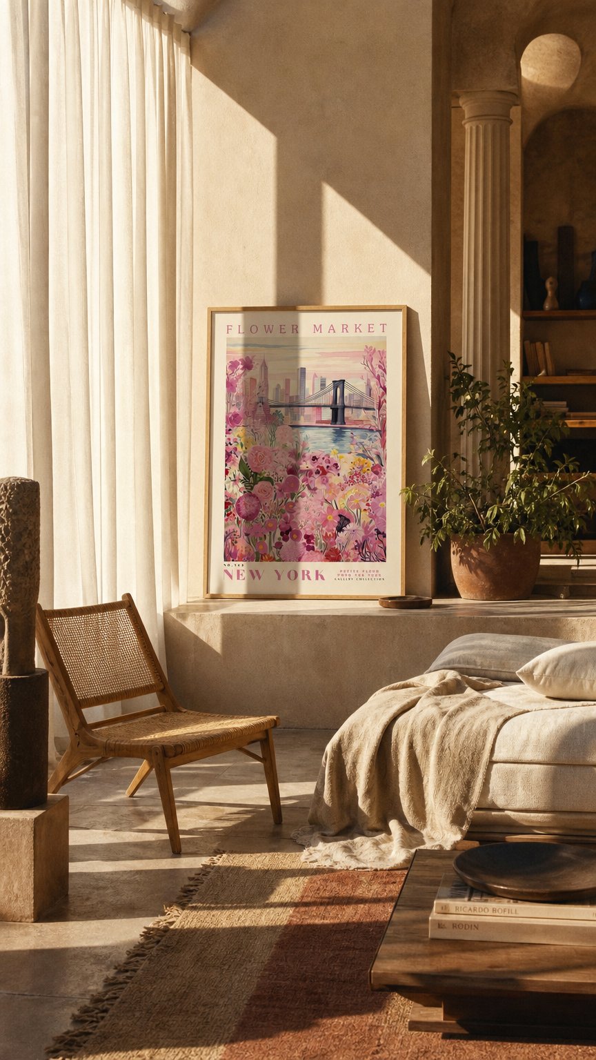 AI product shot of New York Flower Poster