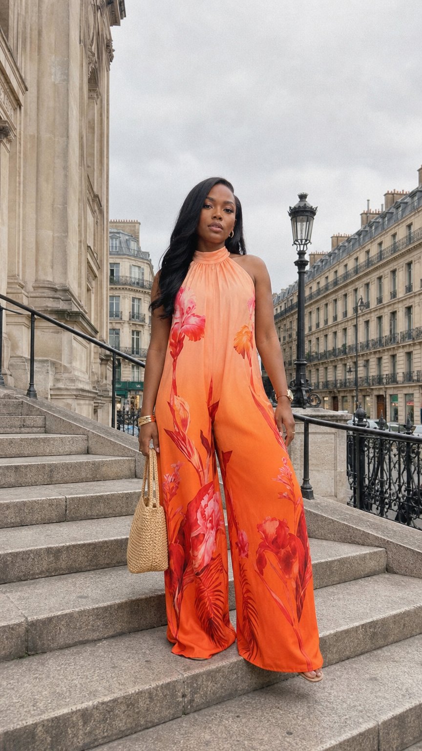 AI product shot of Seraphina Floral Halter Neck Jumpsuit