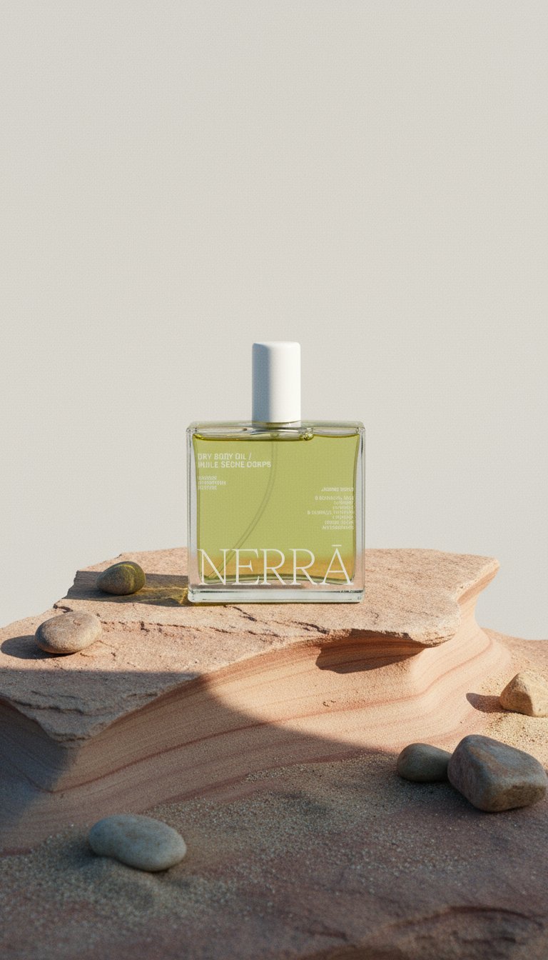 AI product shot of Dry Body Oil