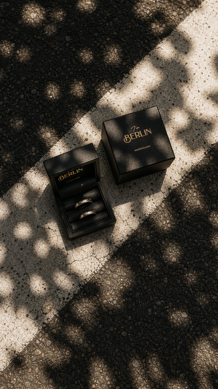 AI product shot of Berlin ECO Jewelry Box for Wedding Rings