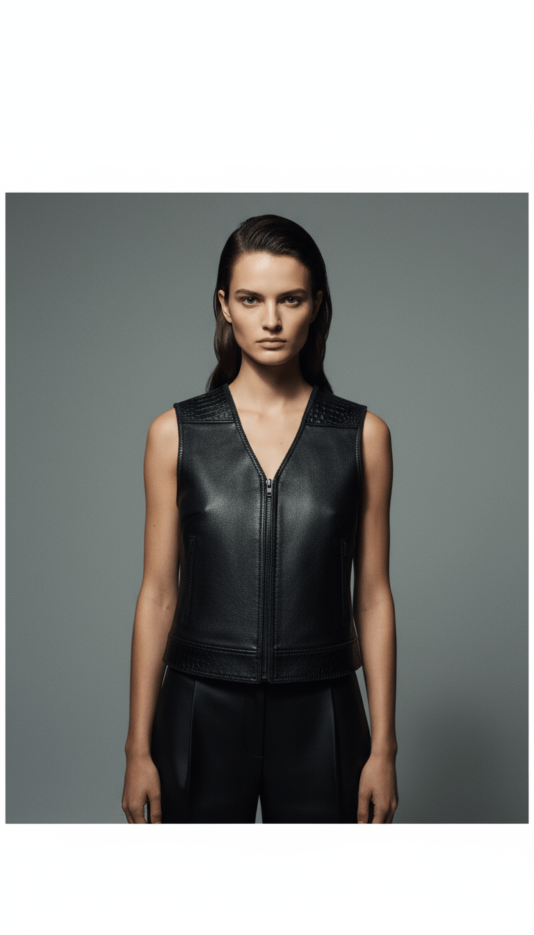 AI product shot of AUS BLACK "OFF THE RACK" LEATHER / CROC