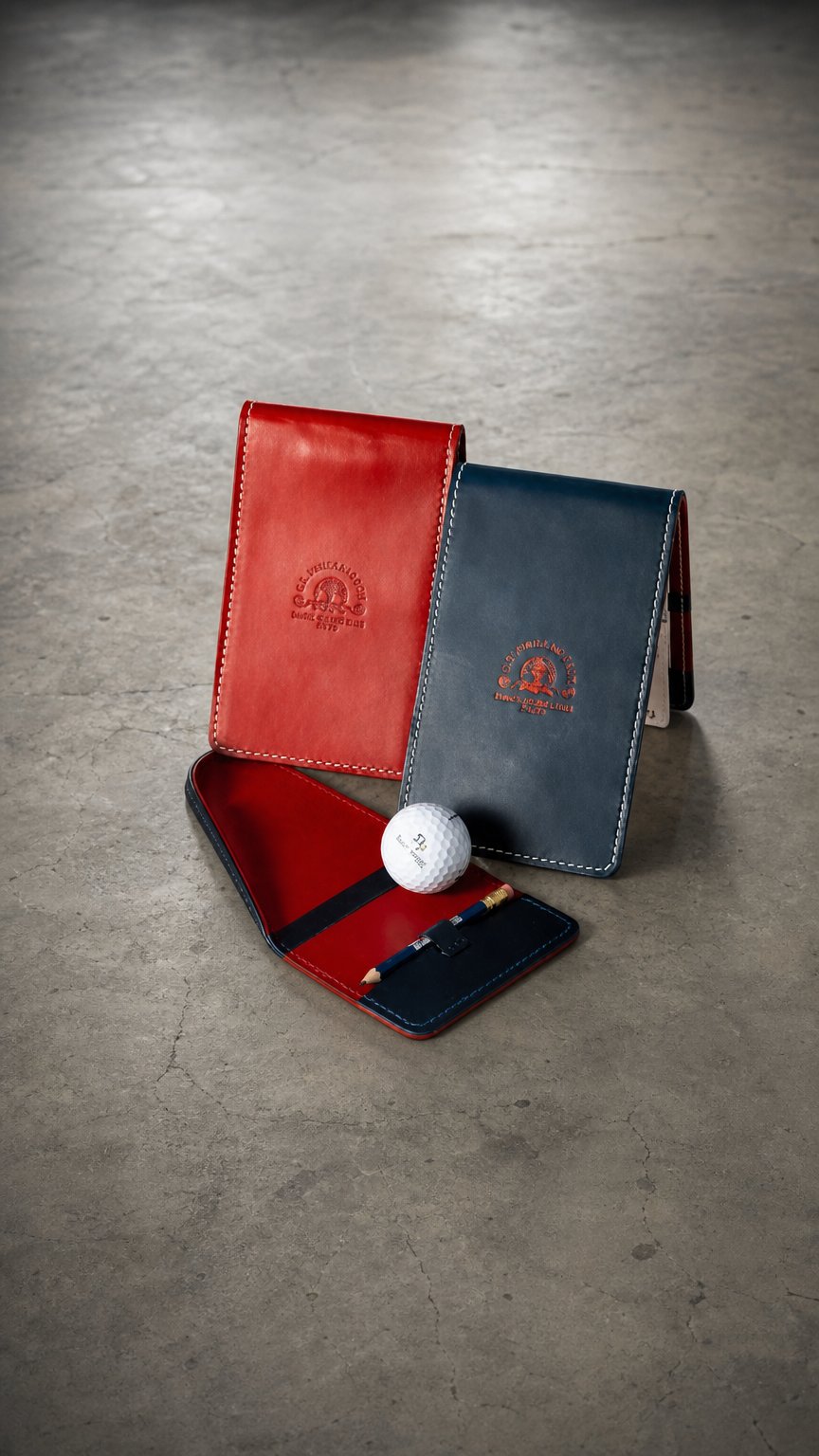 AI product shot of The Trent - Custom Italian Leather Yardage Book Cover