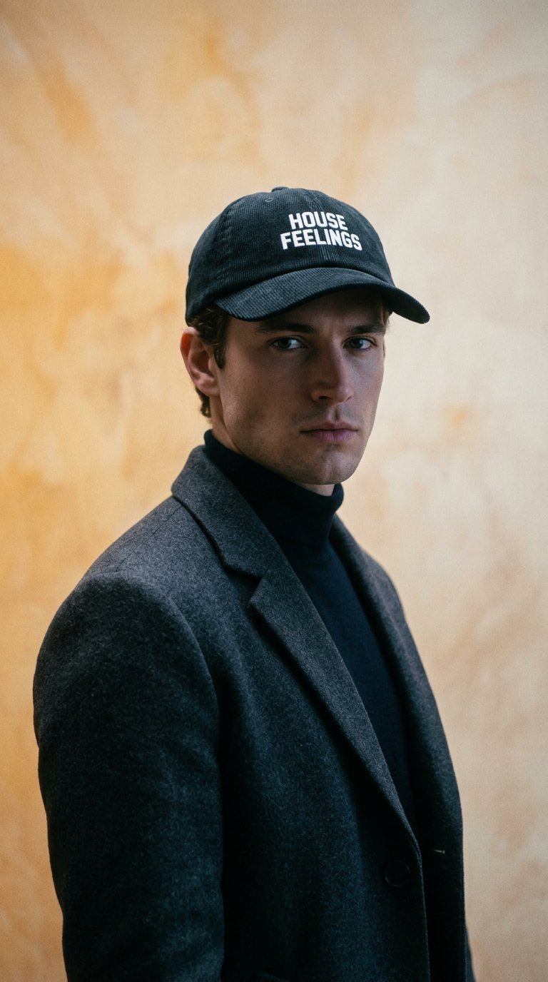 AI product shot of House Feelings Corduroy Cap