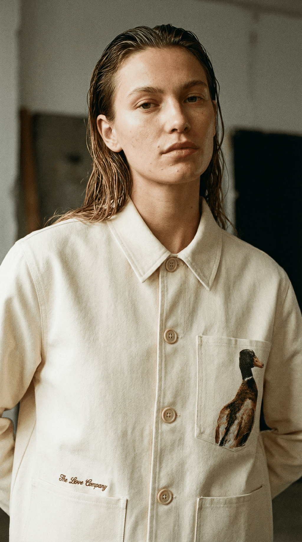 AI product shot of The Loose Company Duck Chore Jacket Cream