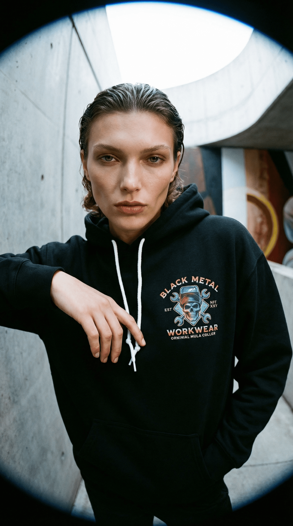 AI product shot of Forged In Steel Hoodie