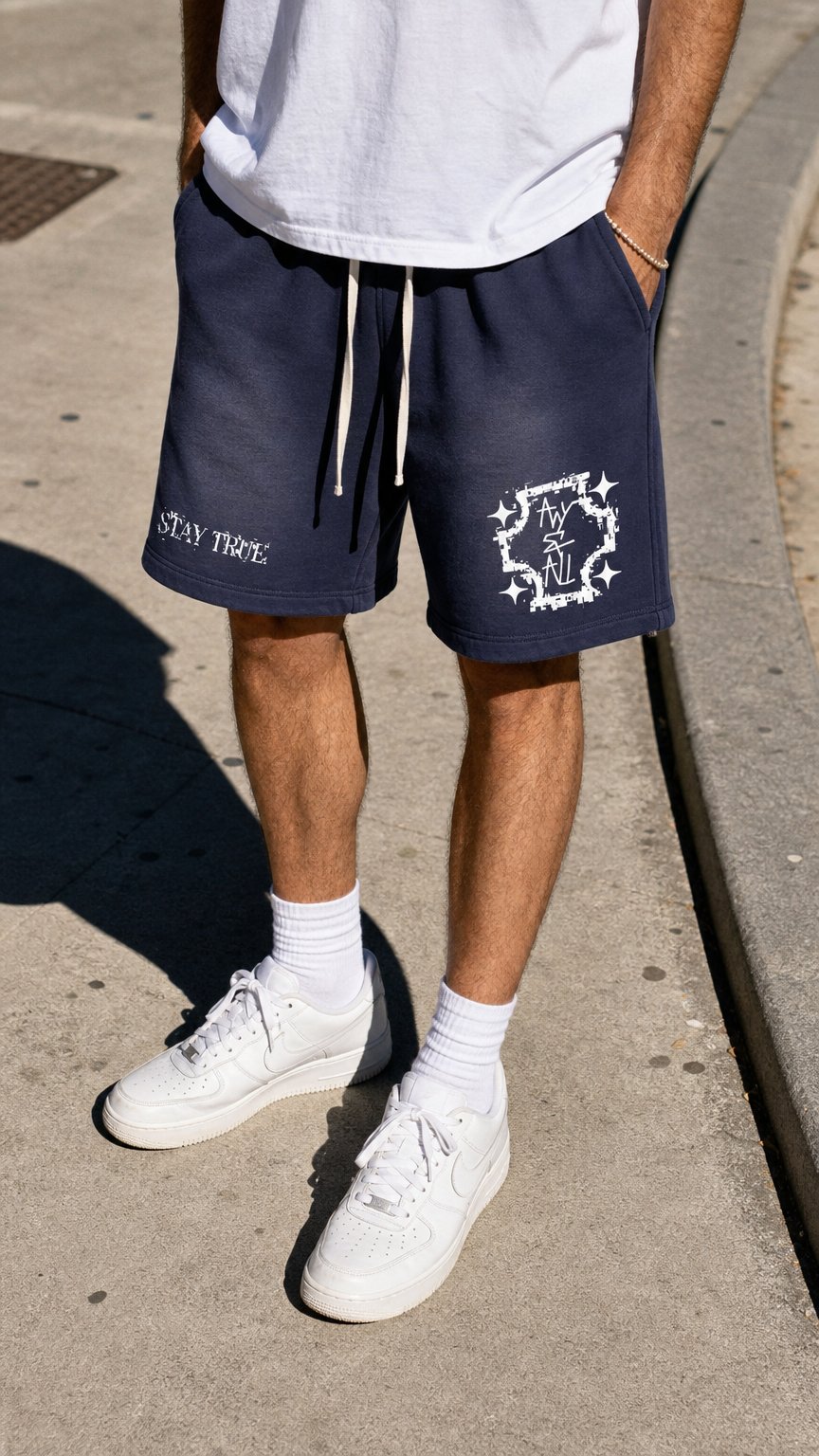 AI product shot of Sun Fade Raw Edge Cotton Shorts