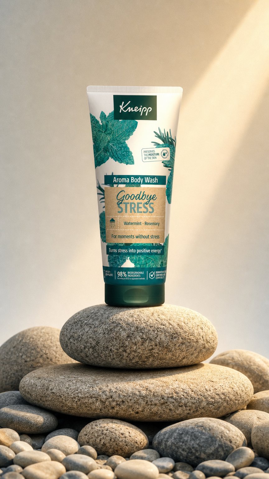 AI product shot of Kneipp sprchový gel Goodbye Stress 200 ml