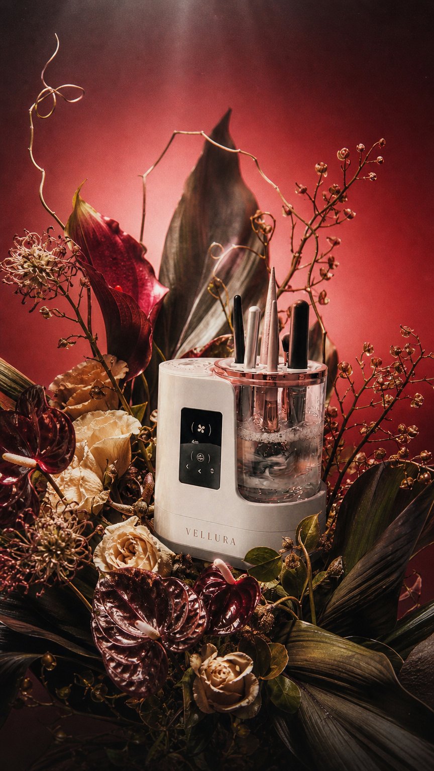 AI product shot of Vellura™ - Makeup Brush Cleaner.