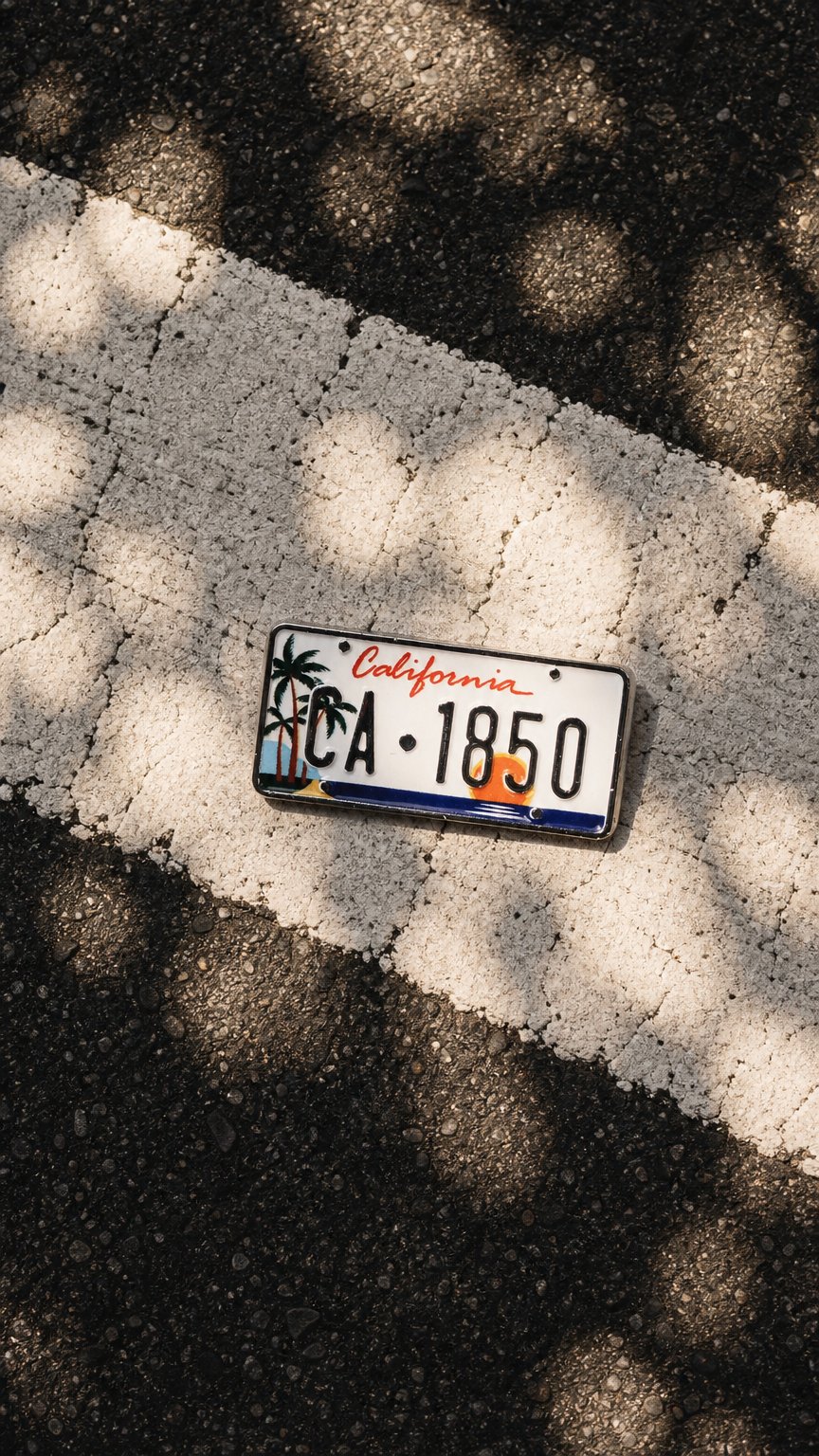 AI product shot of California License Plate Pin