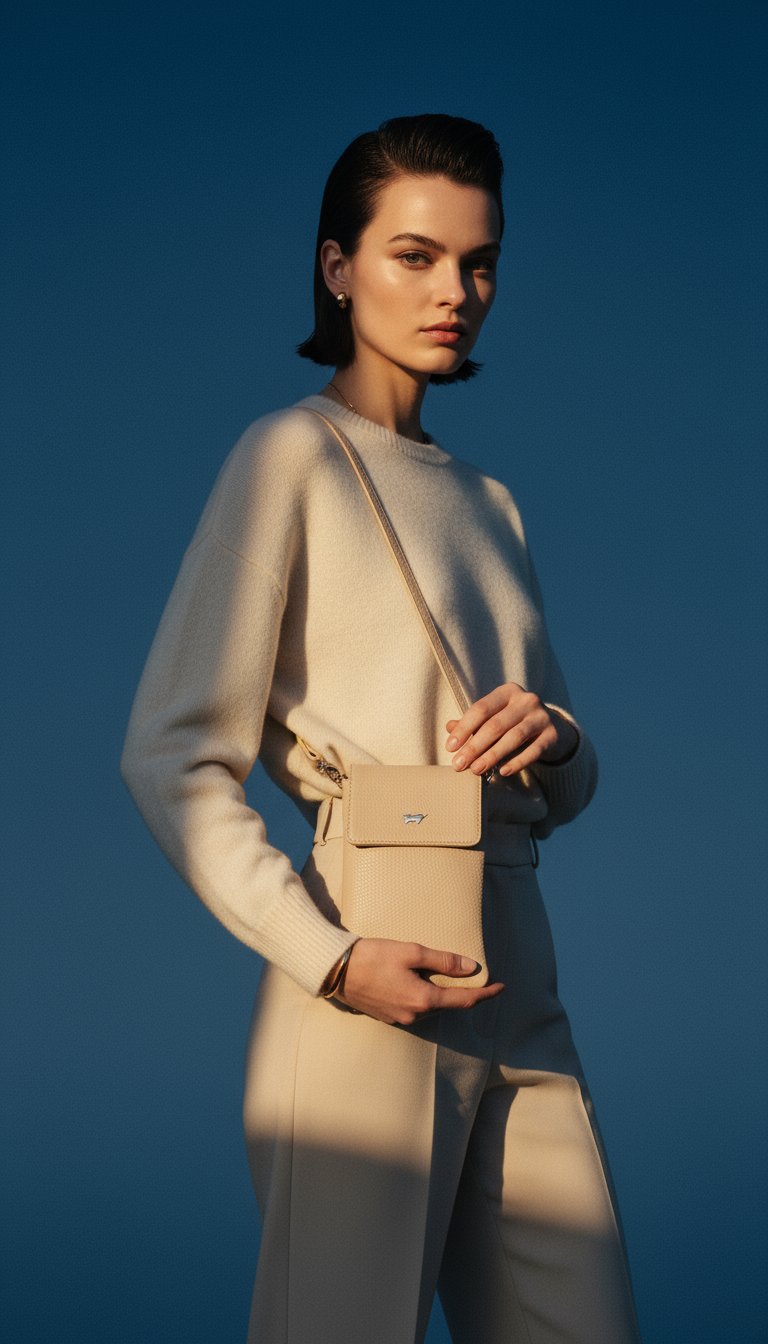 AI product shot of HANNA Phone Pouch creme