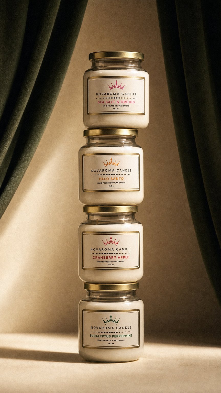 AI product shot of Novaroma Candle