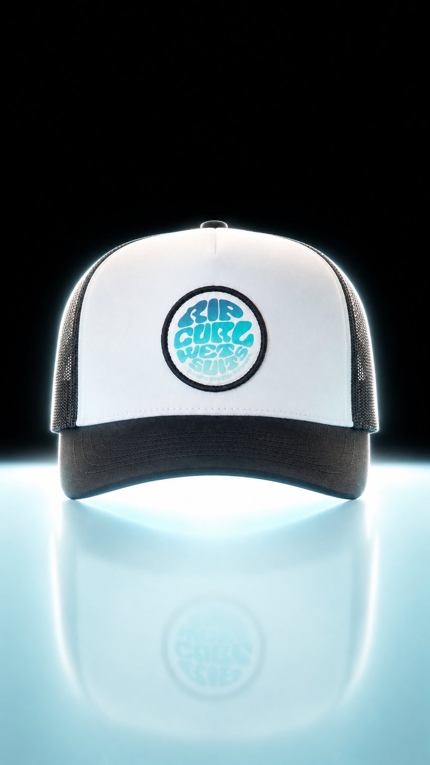 AI product shot of Casquette Rip Curl Wetsuit Icon Trucker Black White