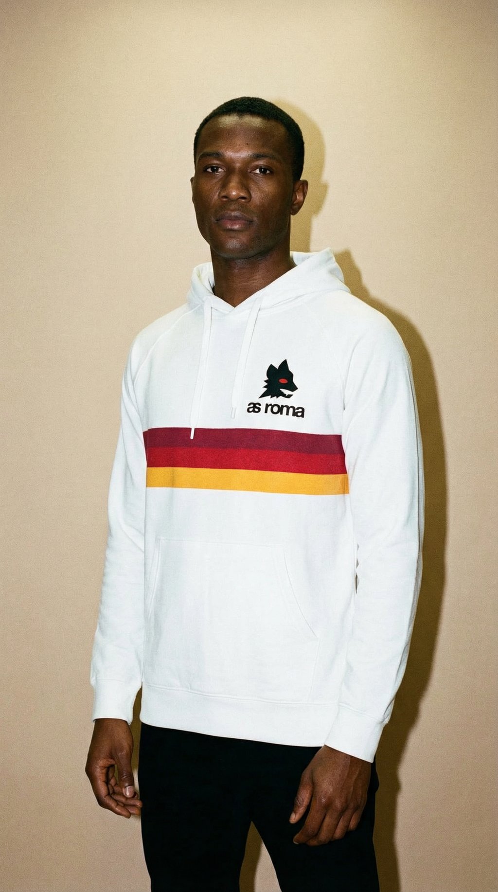 AI product shot of AS Roma Stripes Hooded Sweater