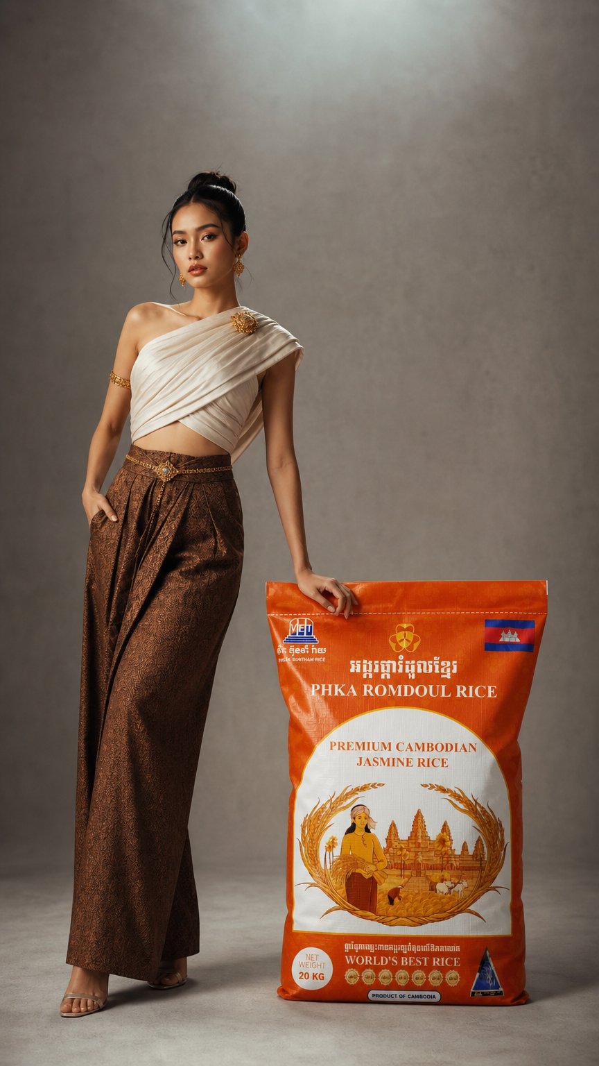 AI product shot of VET PHKA ROMDOUL JASMINE RICE 20 KG