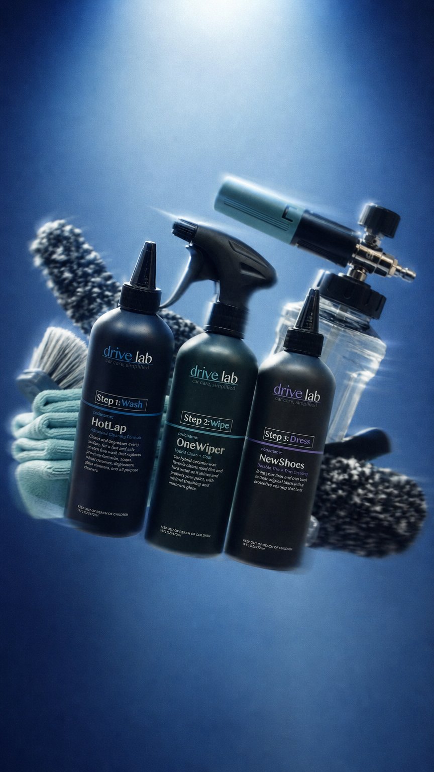 AI product shot of The DriveLab Wash Kit