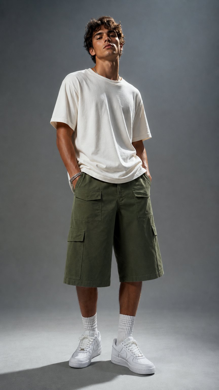 AI product shot of MILITARY FRONT POCKET CARGOS