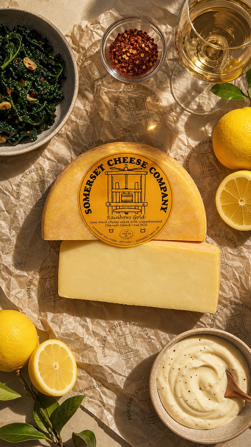 AI product shot of Rainbows Gold Cheese