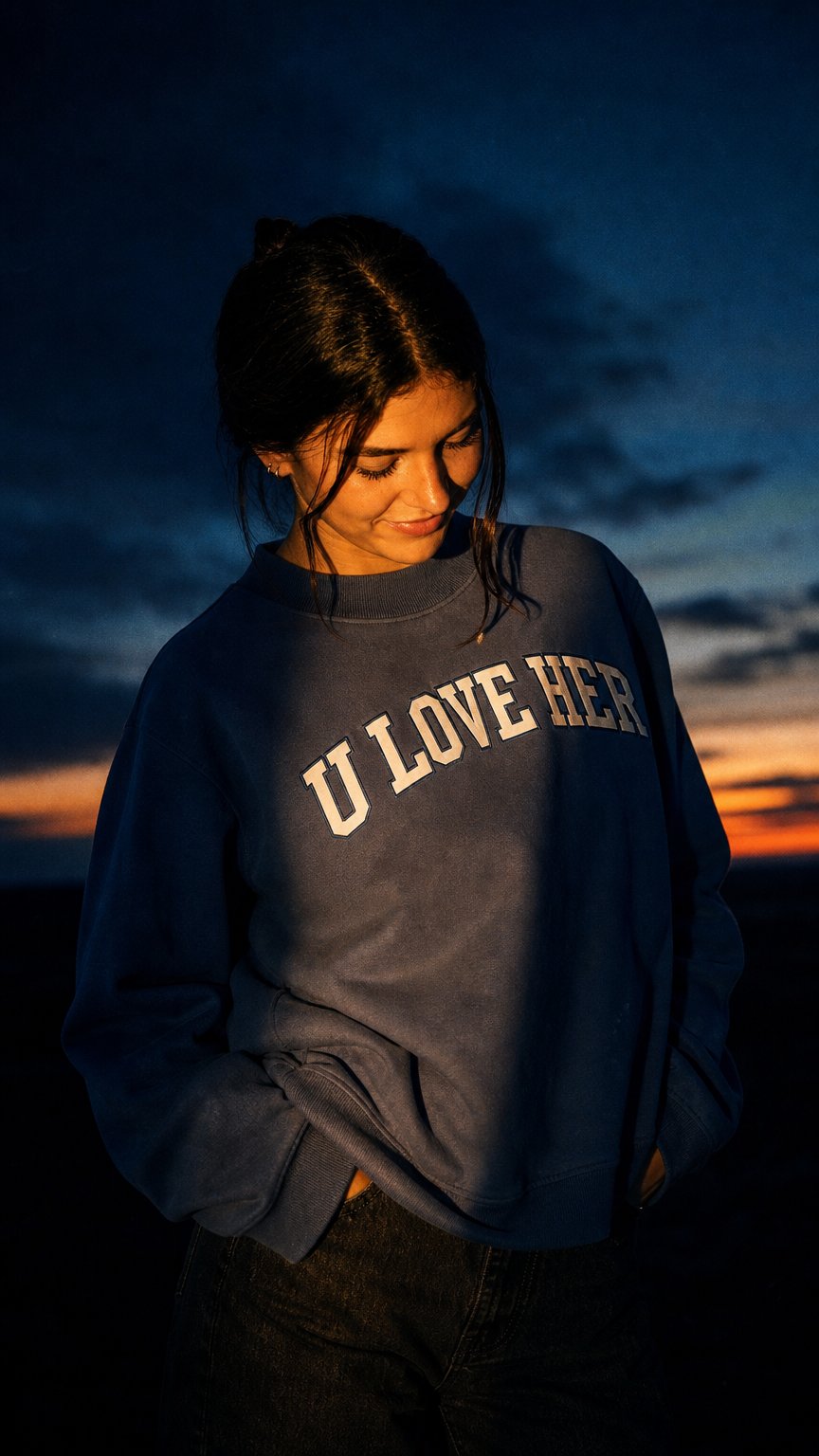 AI product shot of U LOVE HER Mockneck
