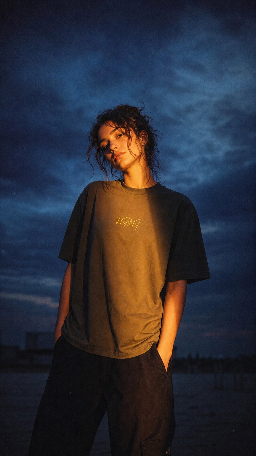 AI product shot of Oversized Restored T-Shirt (Green)