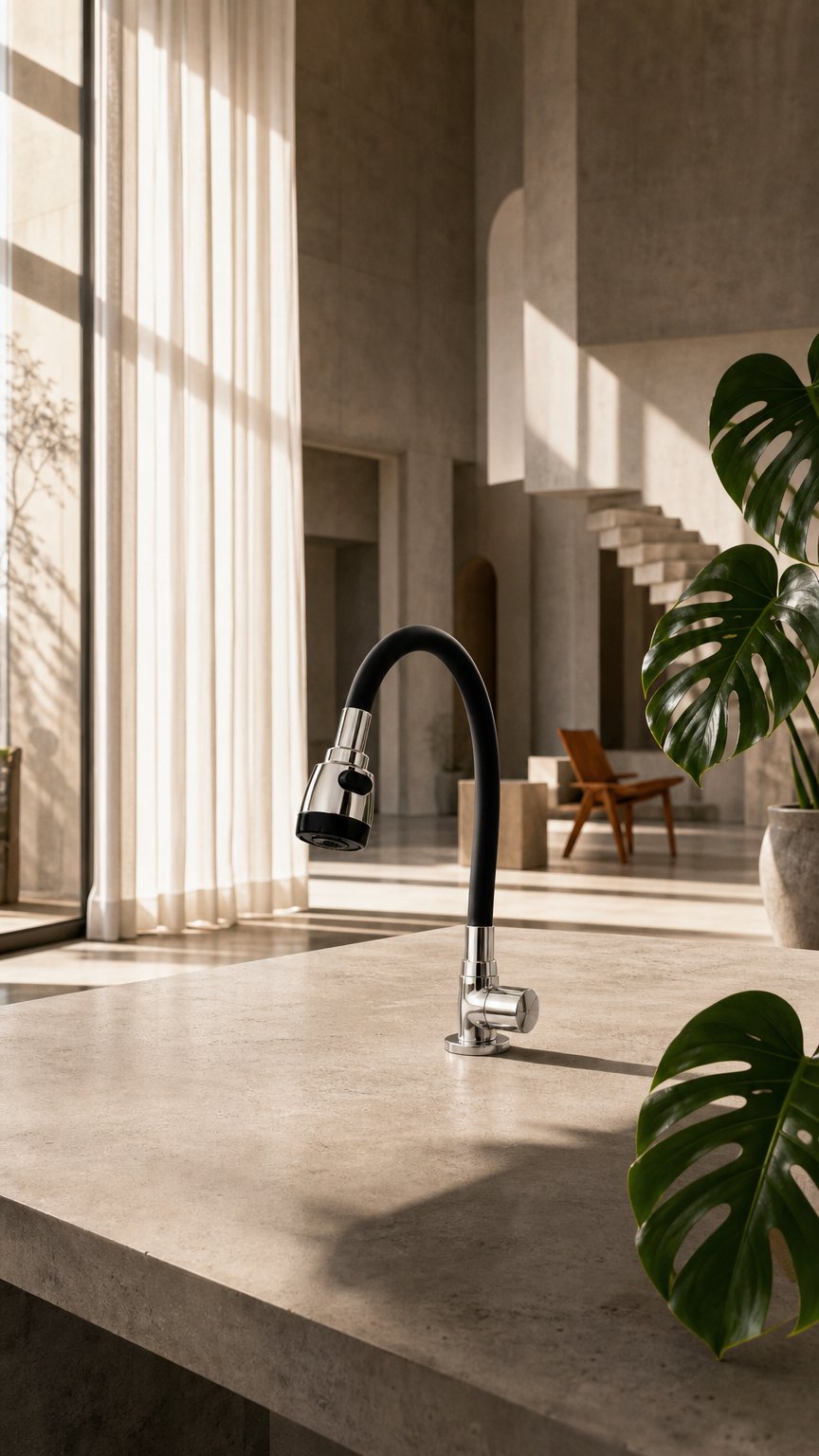 AI product shot of 360° Bendable Silicone Tap Extension Faucet Nozzle – Soft & Shower water (Random Color)