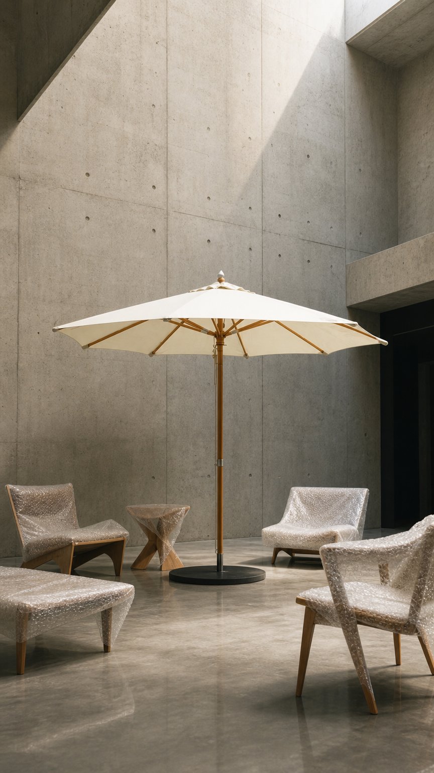 AI product shot of Parasoldoek 3 m rond – 8 baleinen